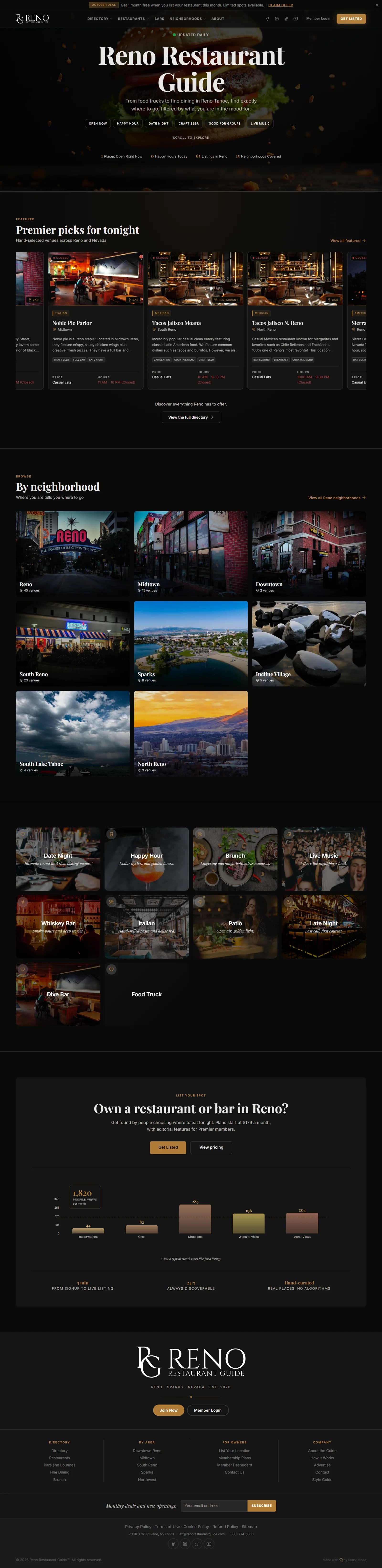 Reno Restaurant Guide homepage, full length